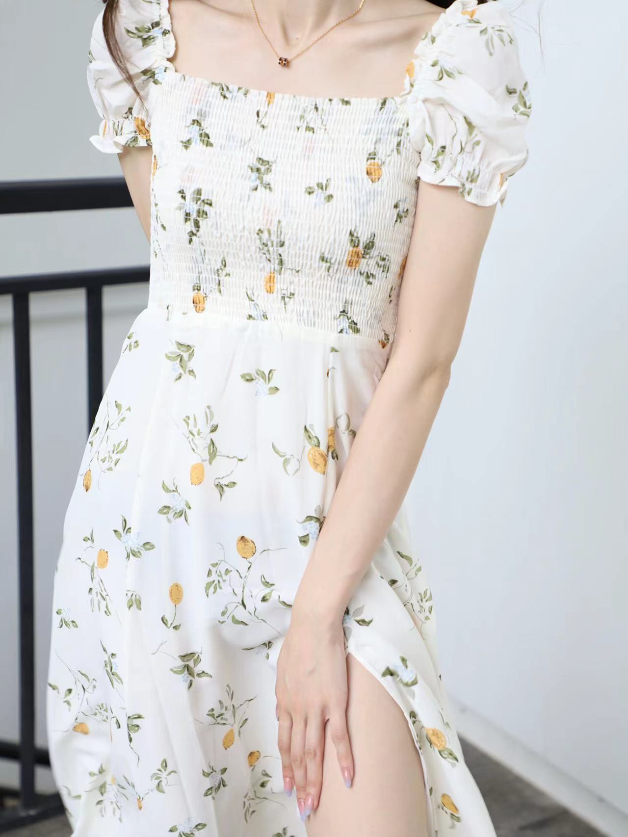 White Lemon Off Shoulder Midi Dress