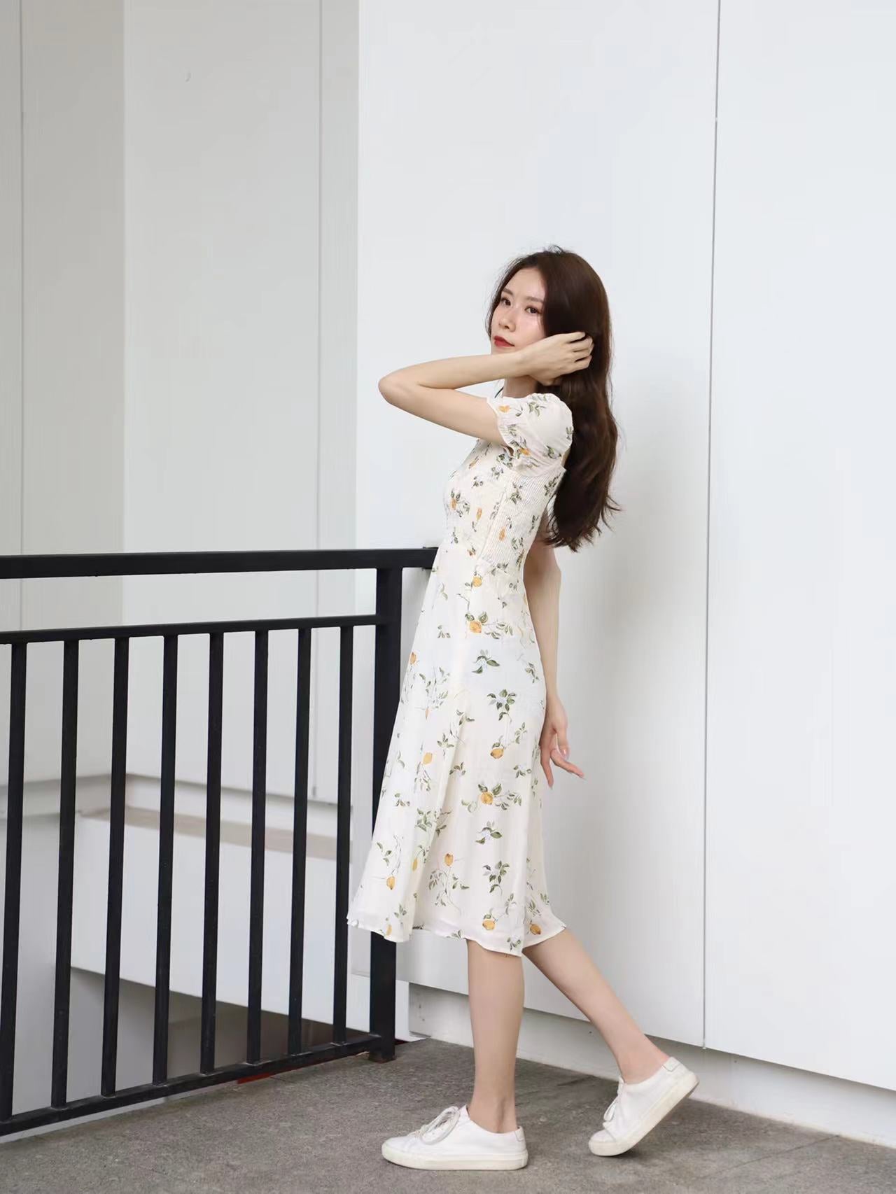White Lemon Off Shoulder Midi Dress