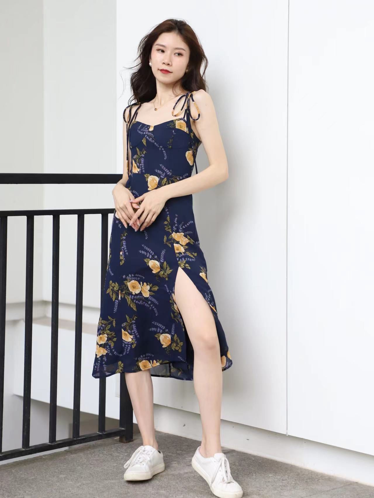 Orange Marmalade Tie Shoulder Midi Dress