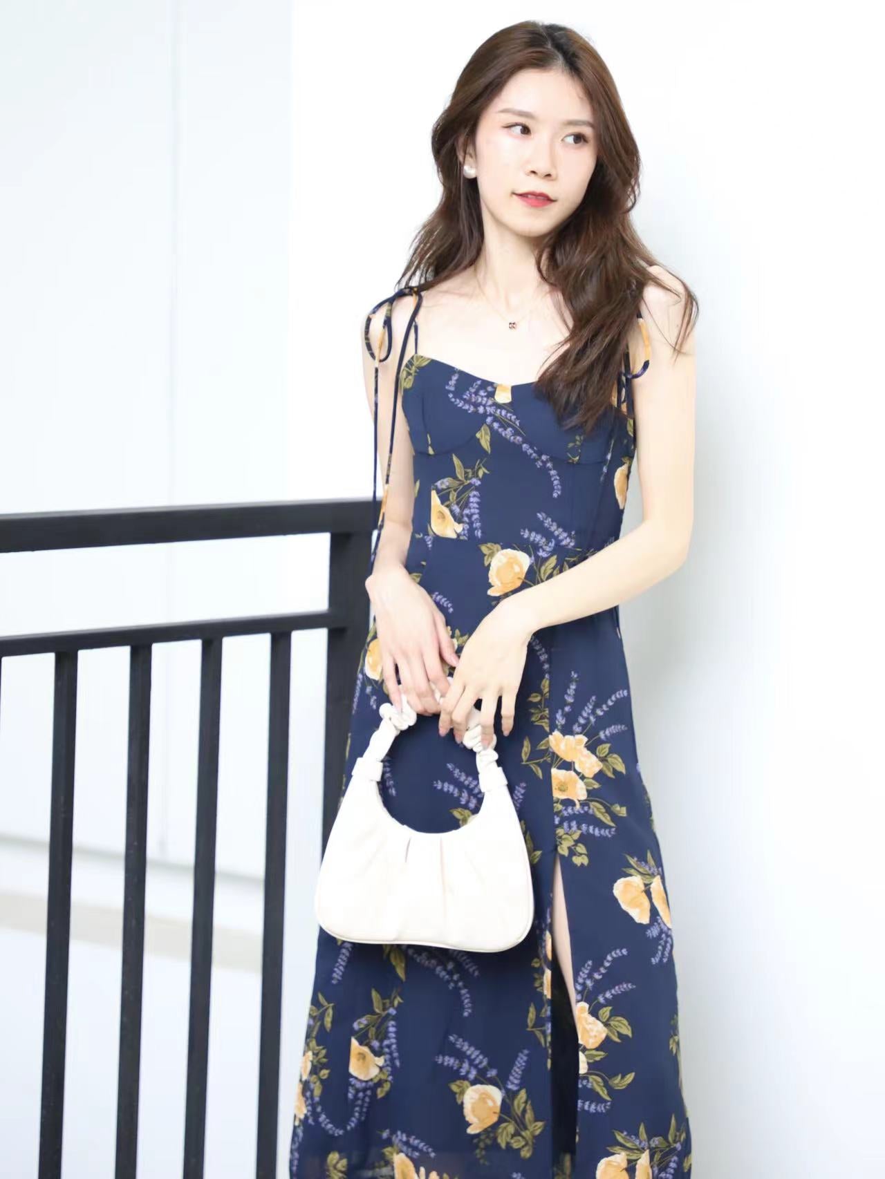 Orange Marmalade Tie Shoulder Midi Dress