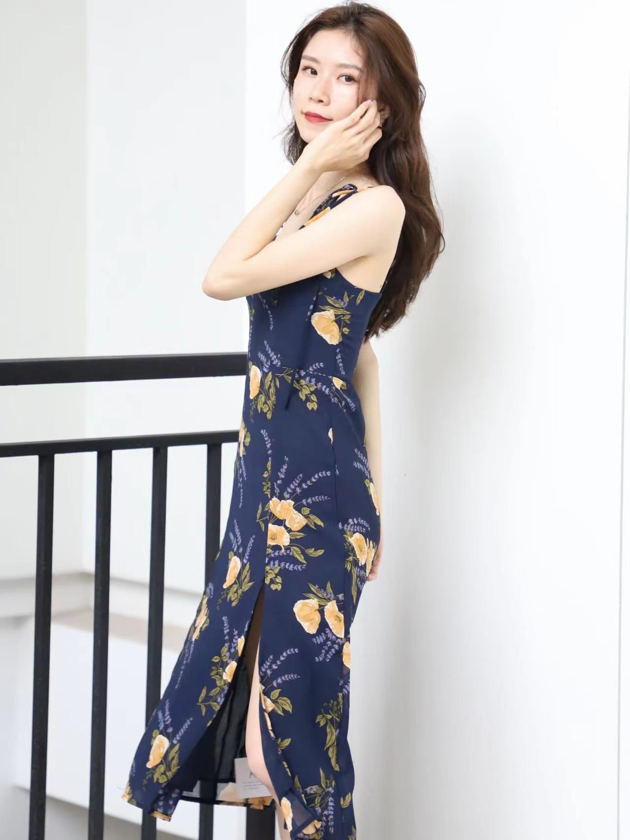 Orange Marmalade Tie Shoulder Midi Dress