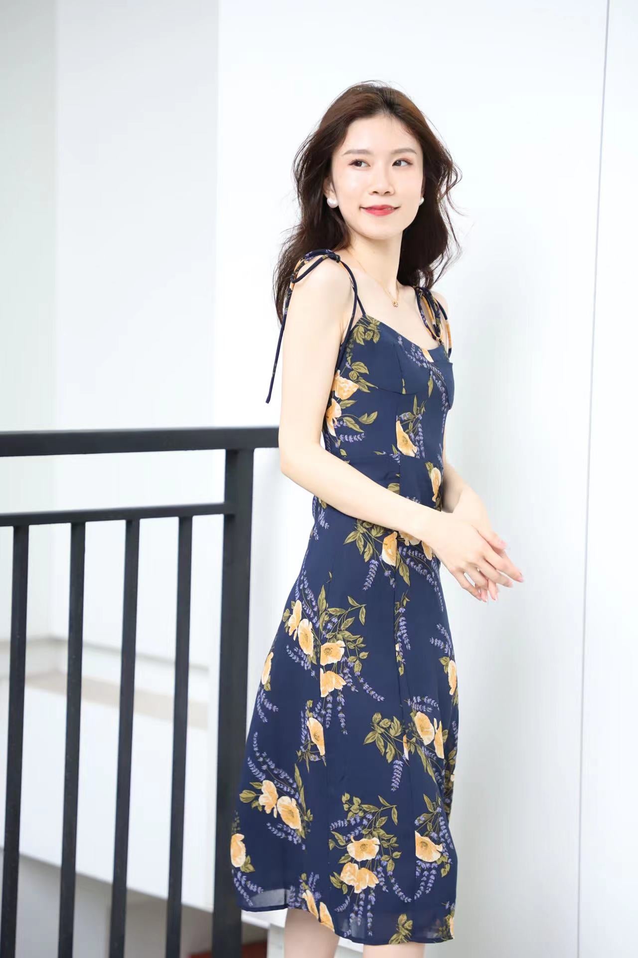 Orange Marmalade Tie Shoulder Midi Dress