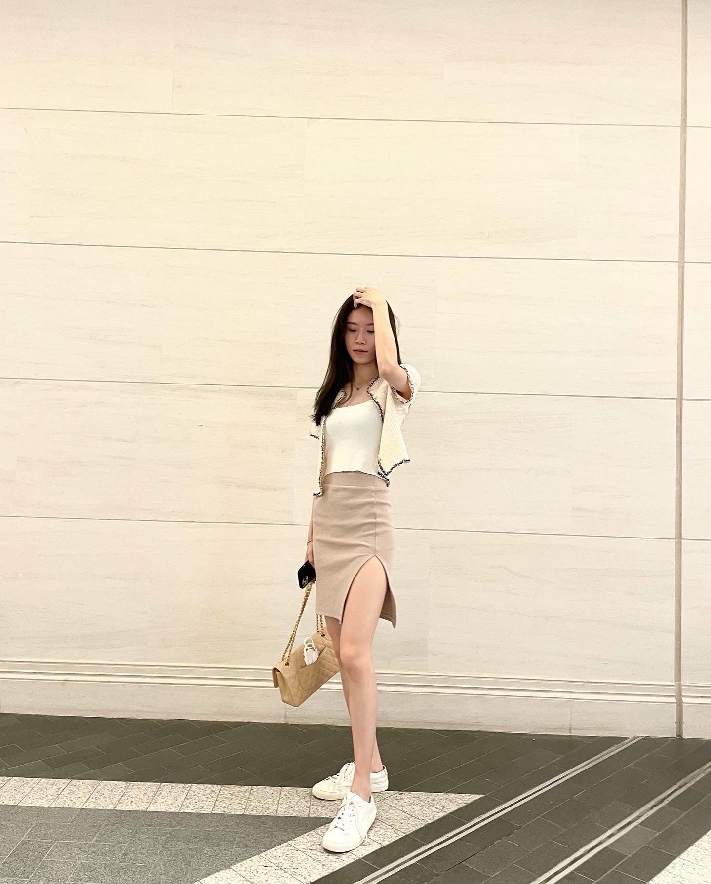 Knit Slit Office Skirt