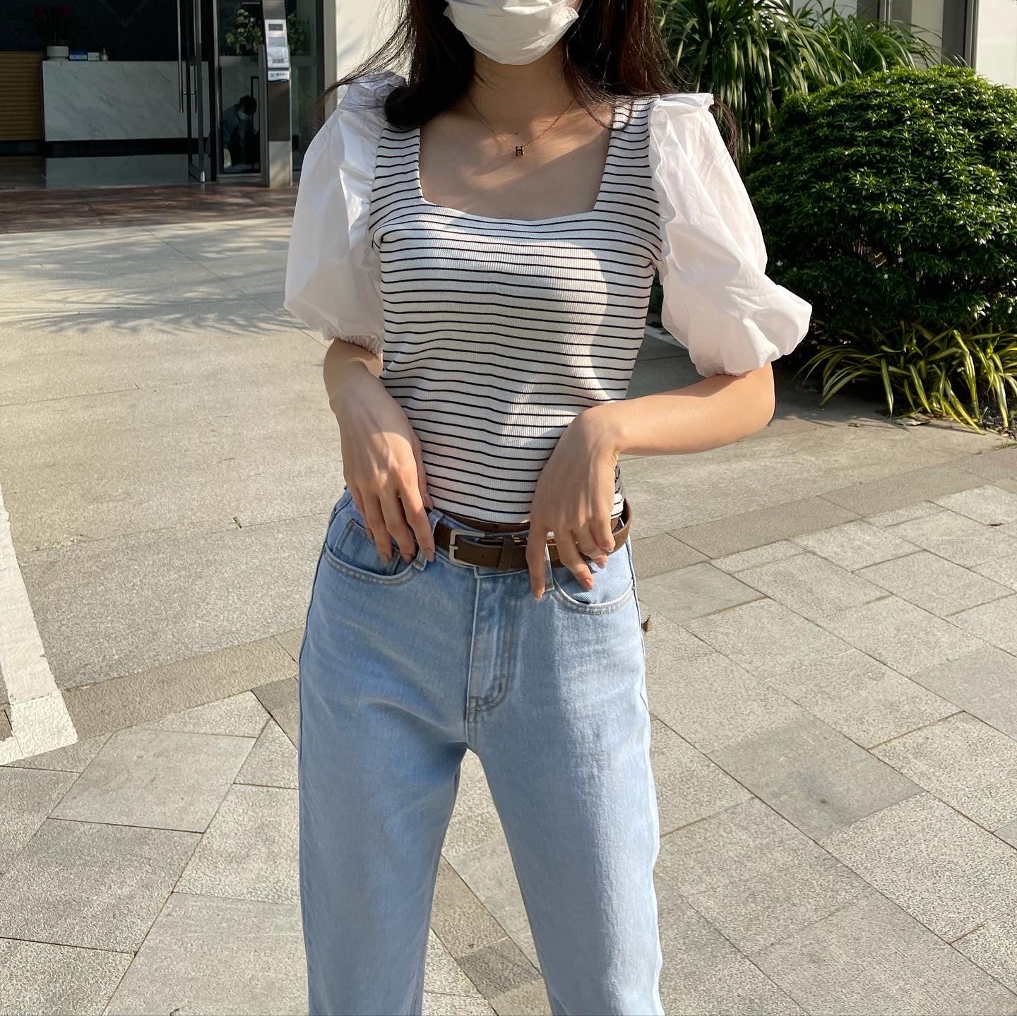 Striped ruffles top