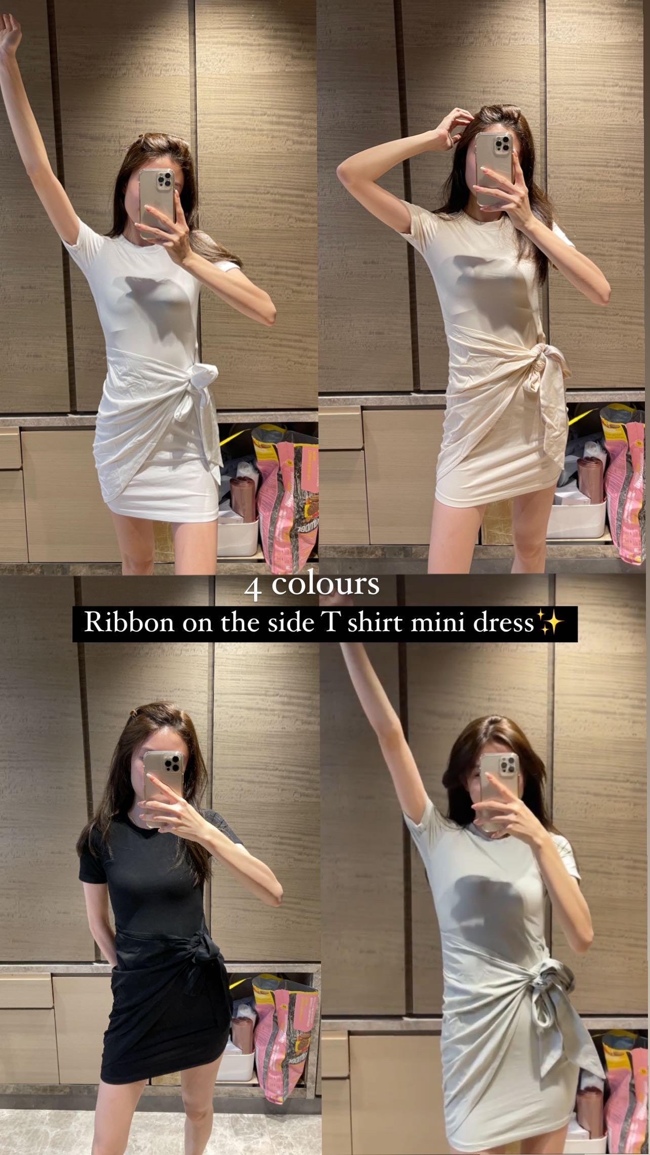 Ribbon on the side T shirt Mini Dress