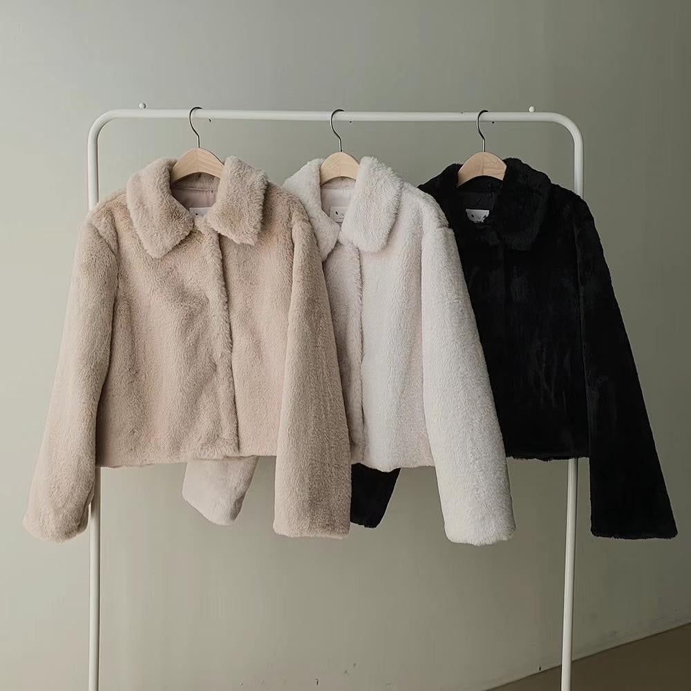 Fluffy Collar Neck Jacket