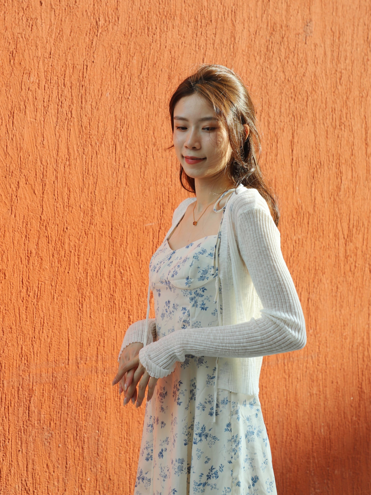 White Fairy Tie Shoulder Floral Mini Dress