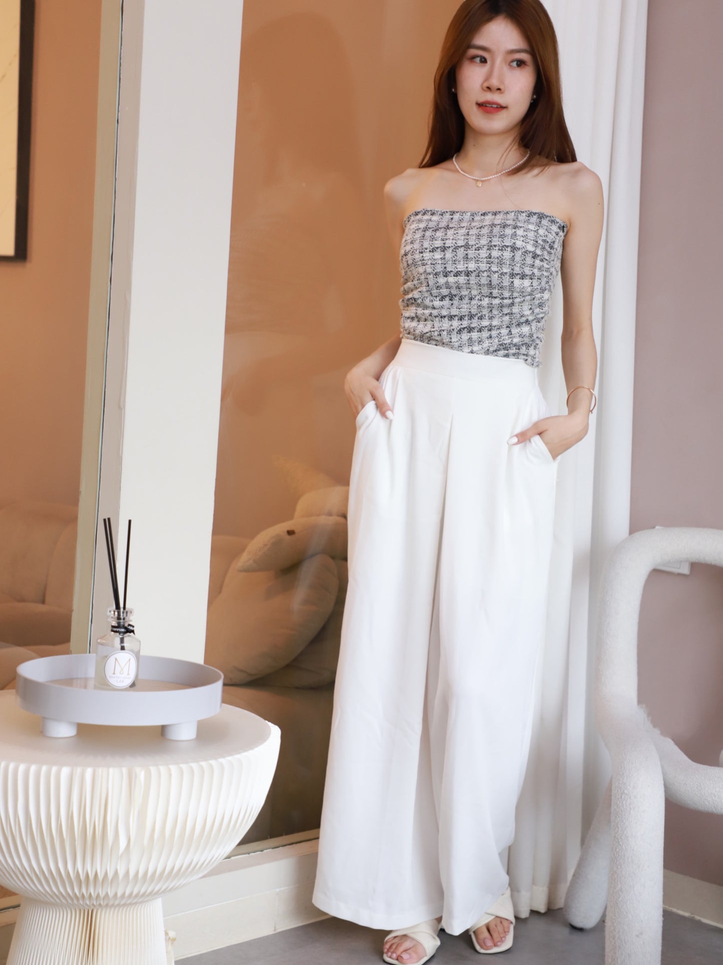 Tweed Tube Top with pads