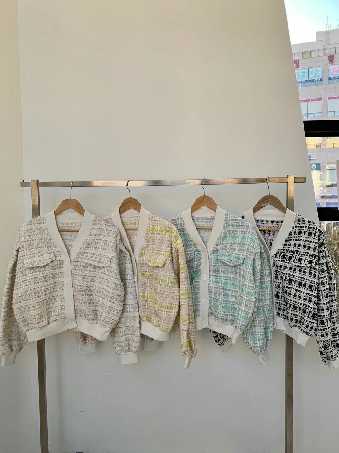 Tweed Bright Up Style Cardigan