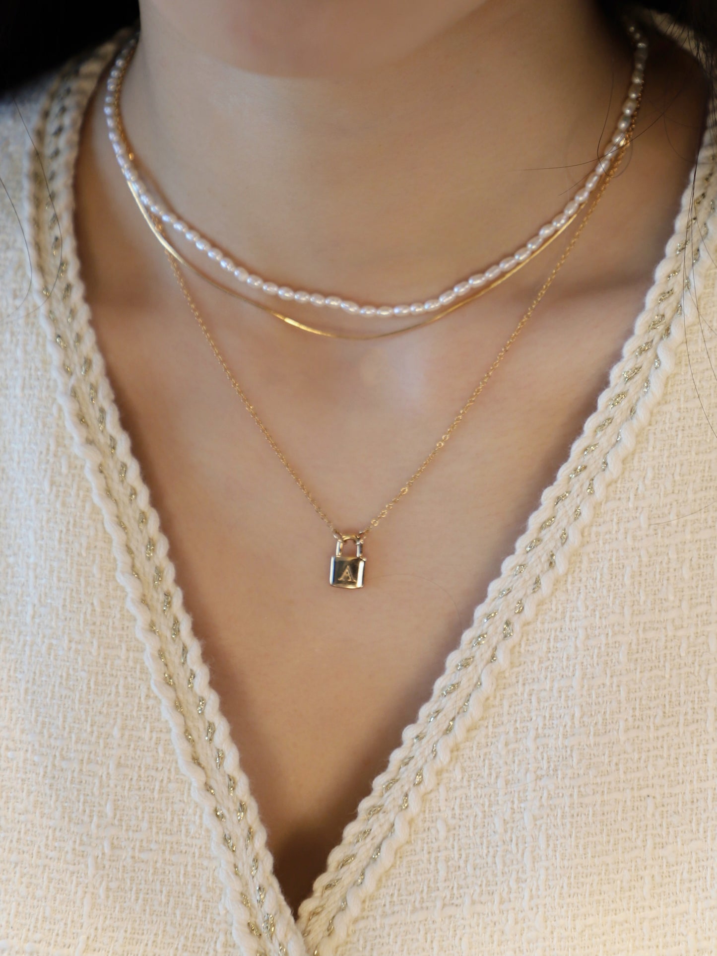 Customize Letter Gold Lock Necklace