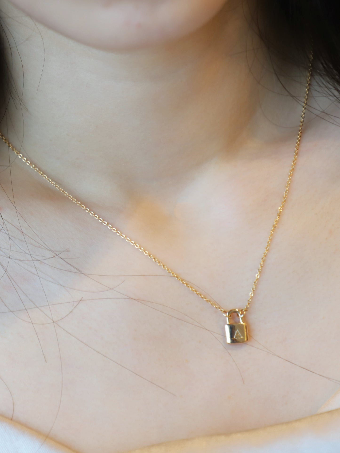 Customize Letter Gold Lock Necklace