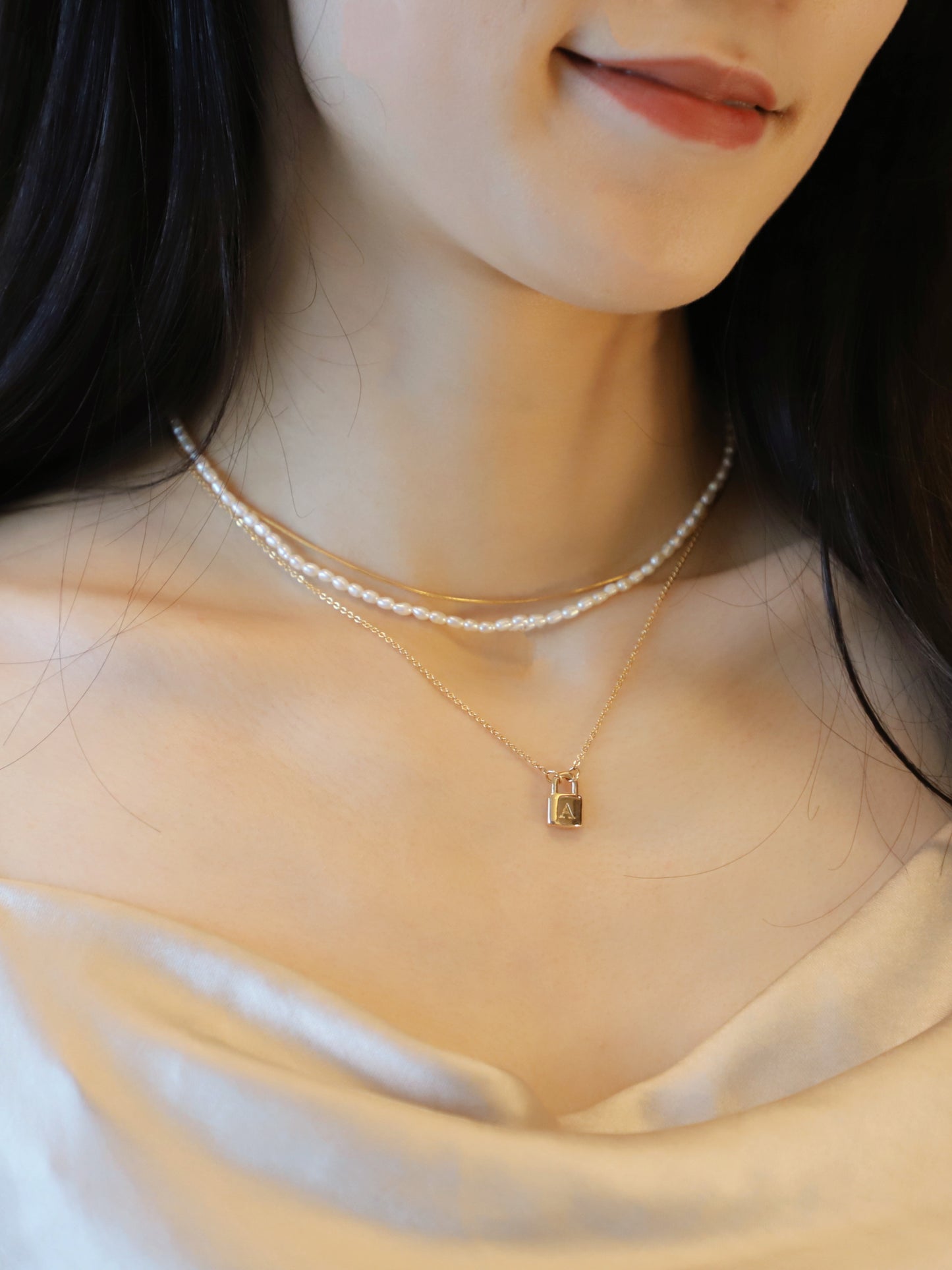Customize Letter Gold Lock Necklace