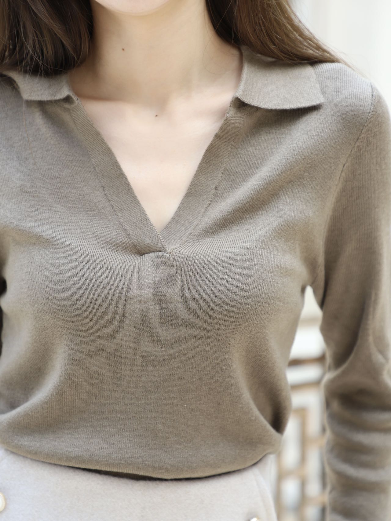 Basic Collar Neck Long Sleeves T-Shirt