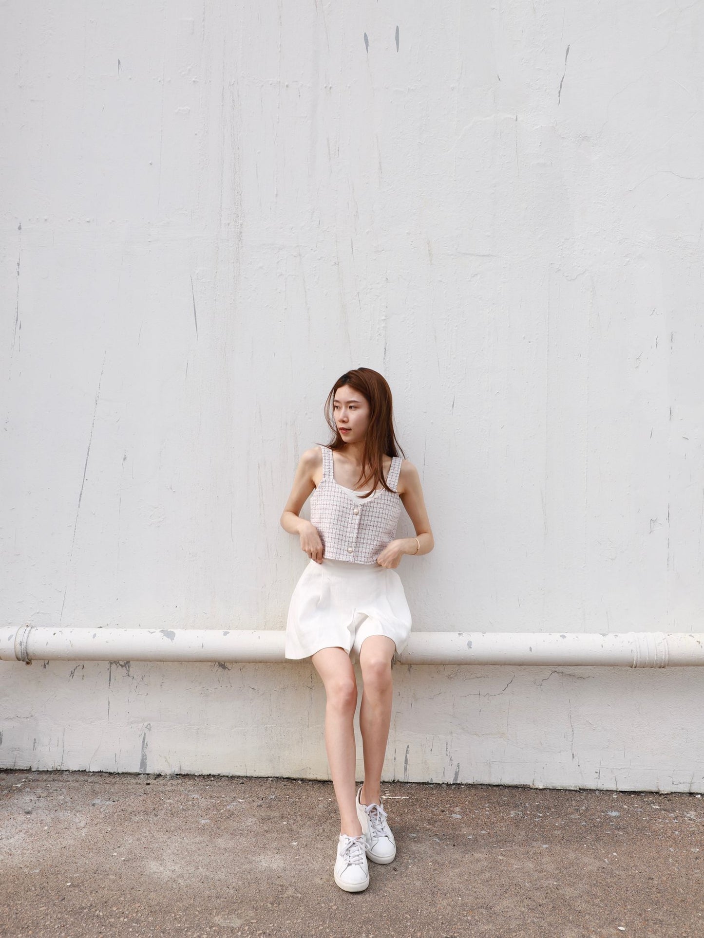 Tweed Pearl Cami Top & Skirts Set