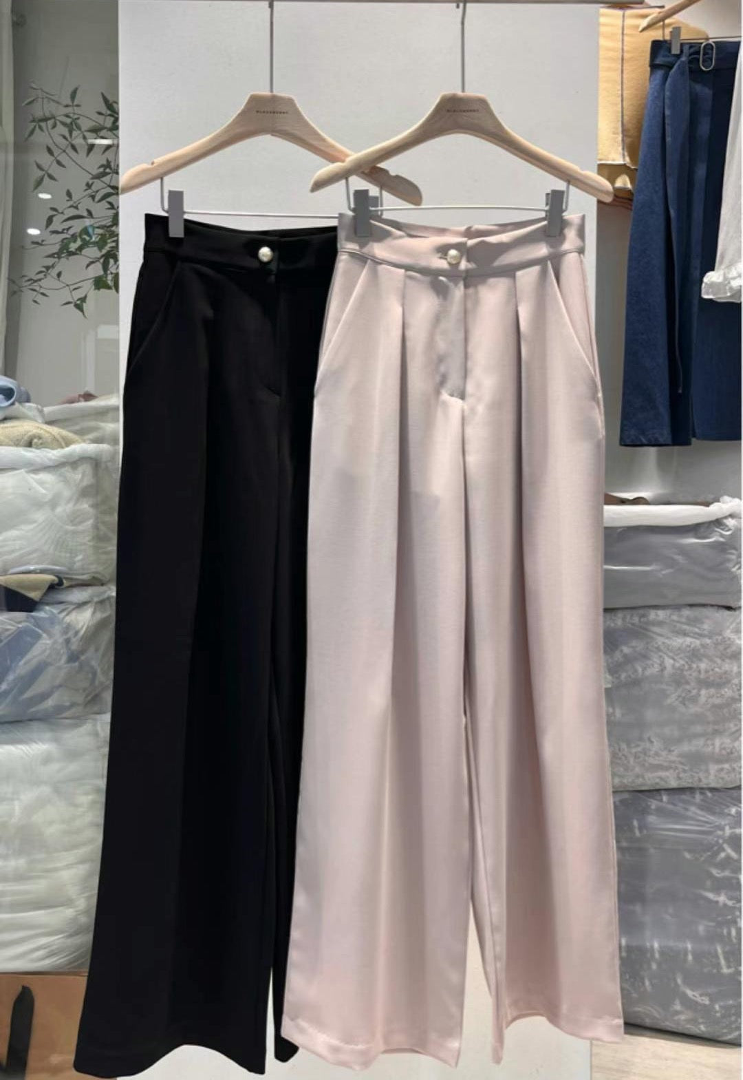 Gold Button Straight Pants