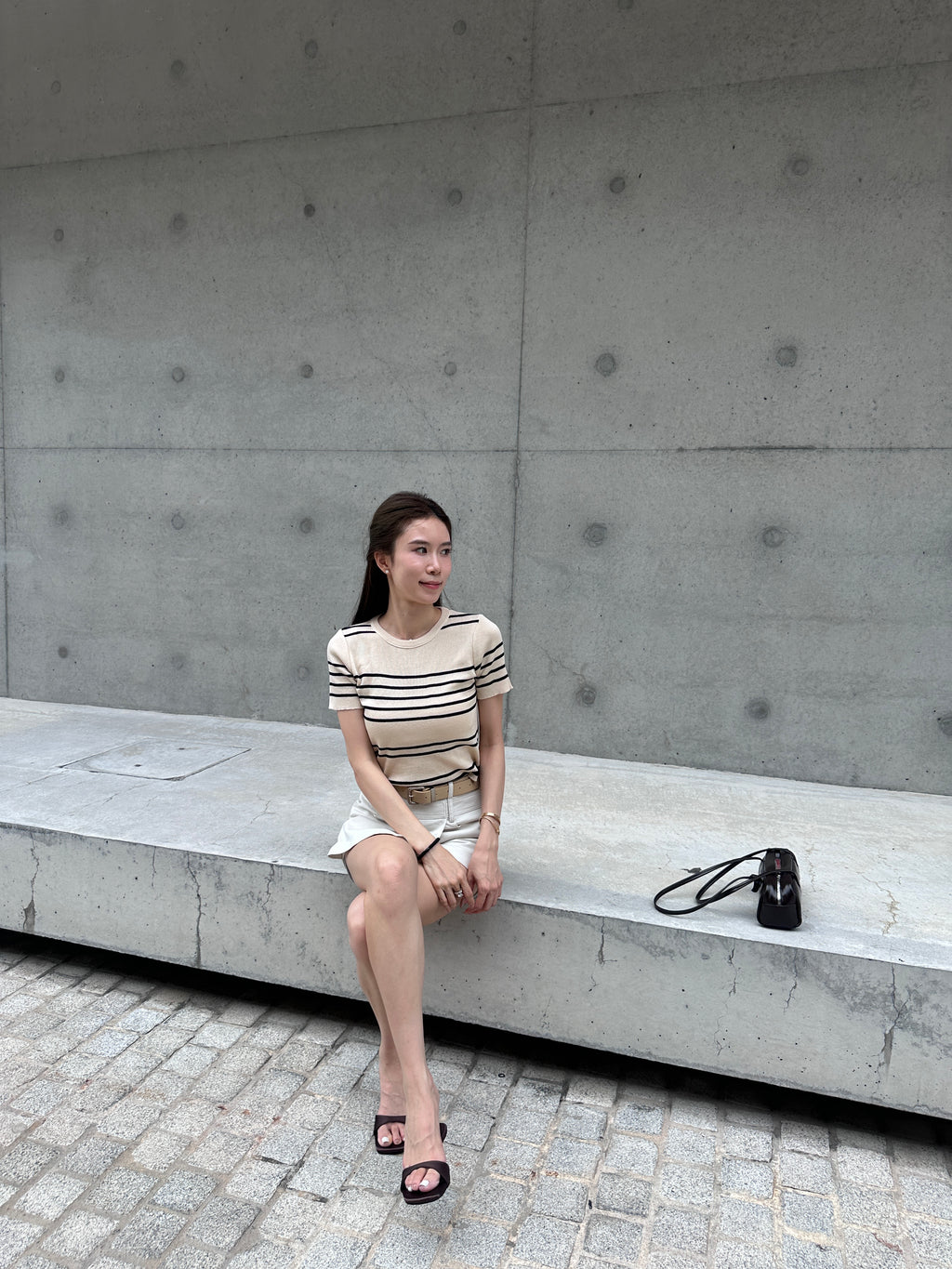 Knitted Striped T Top
