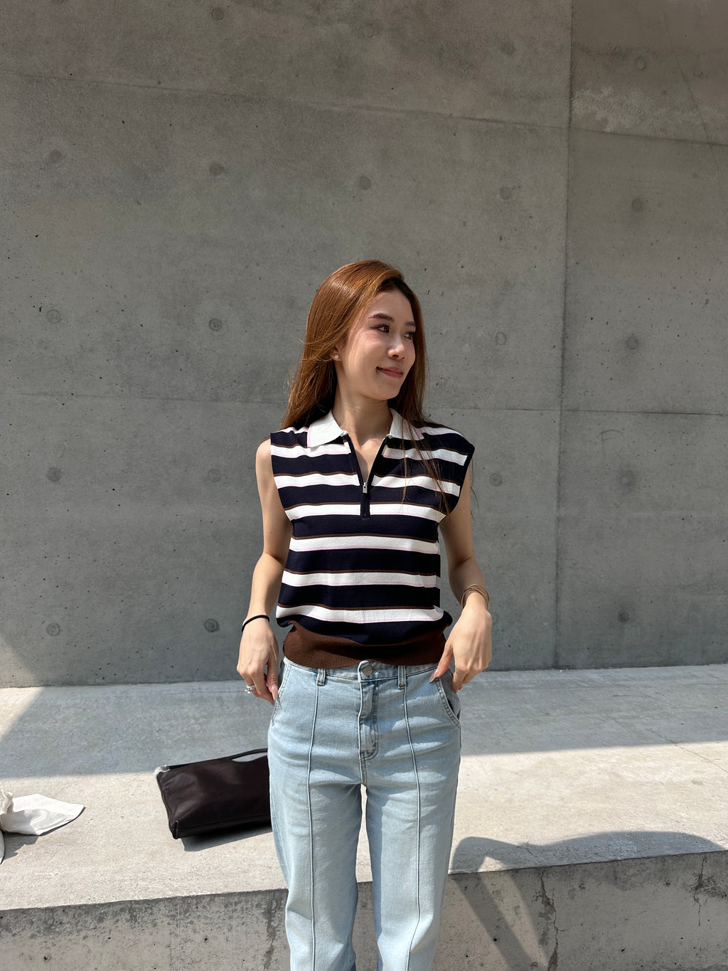 Striped Zipped Vest