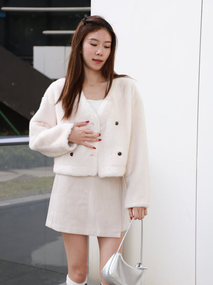 (Early's Bird) Fluffy Button Jacket