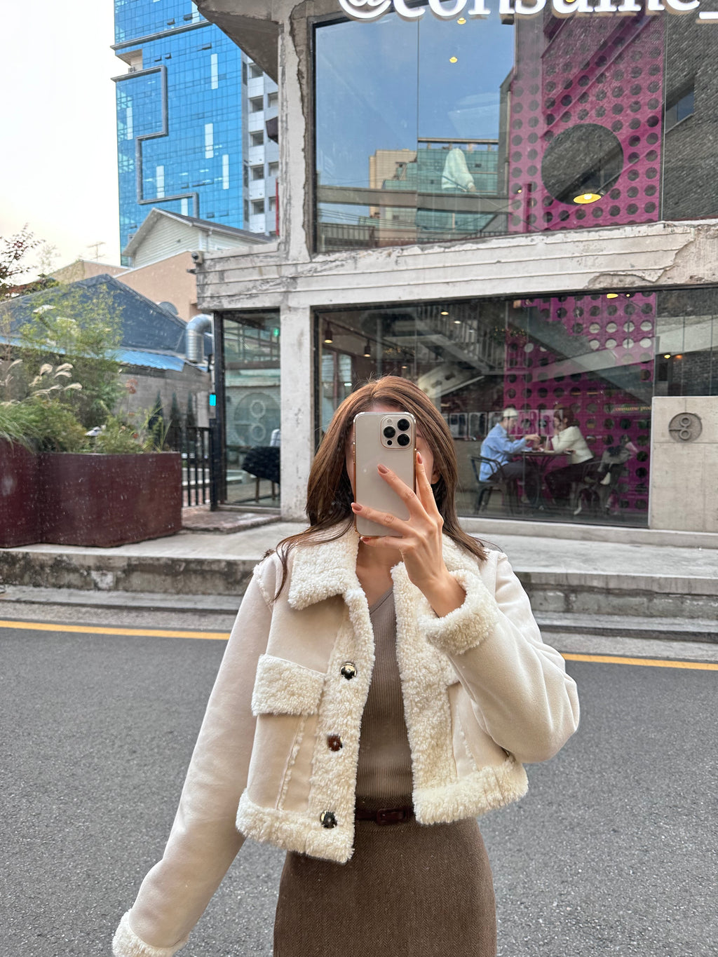 Snow White Mix Texture Jacket
