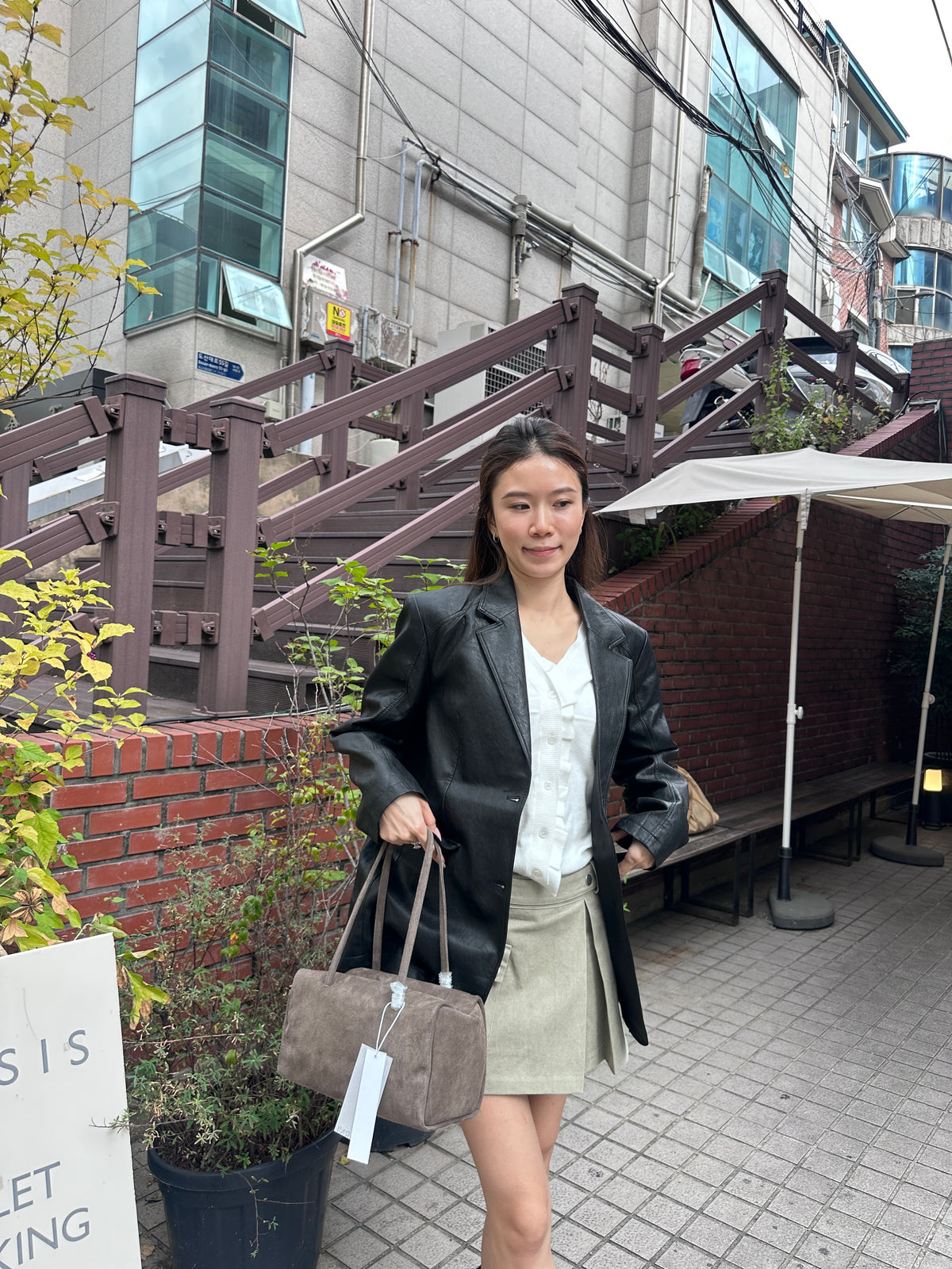Lapel Leather Blazer