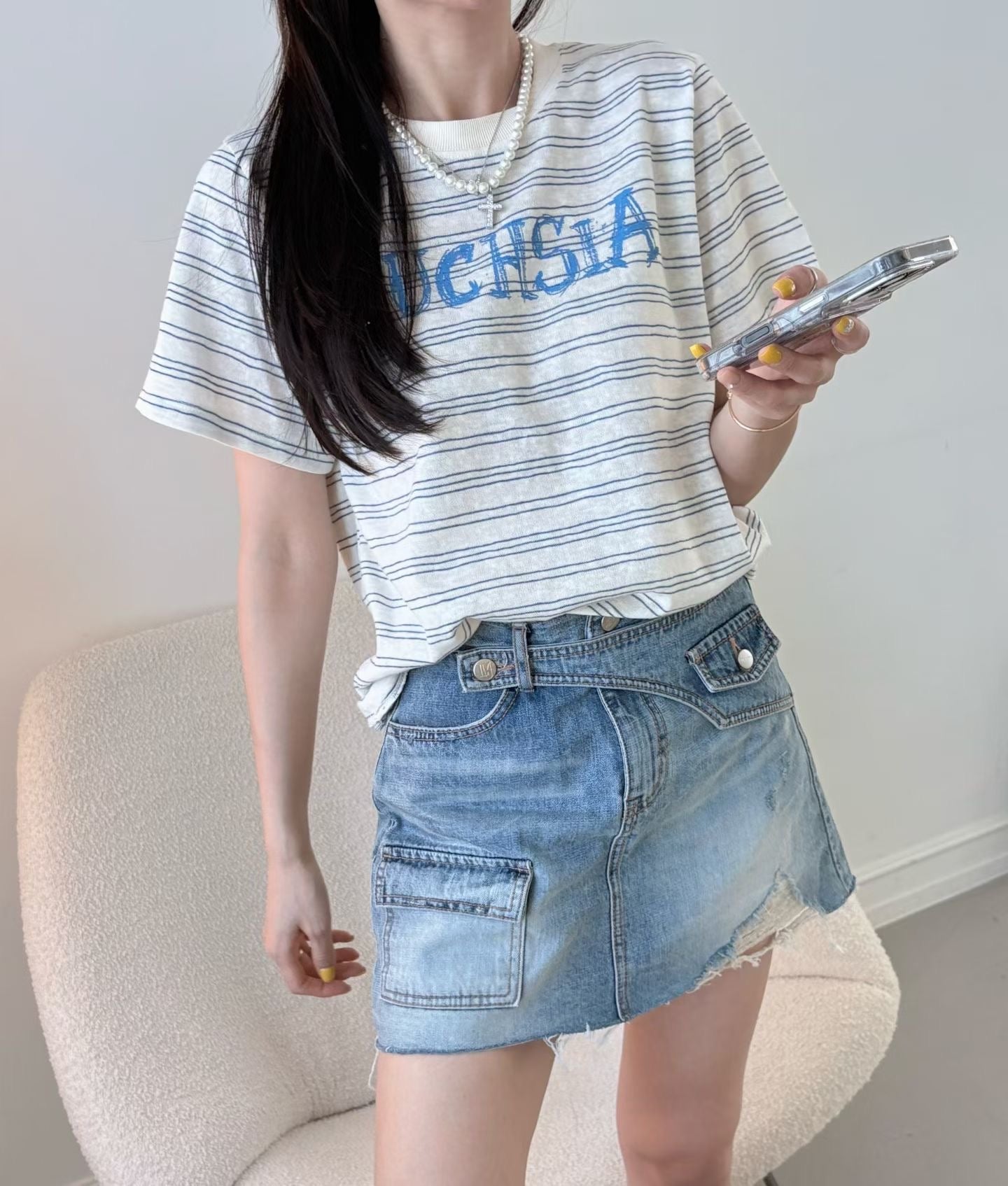 Pocket Button Denim Skirt Shorts