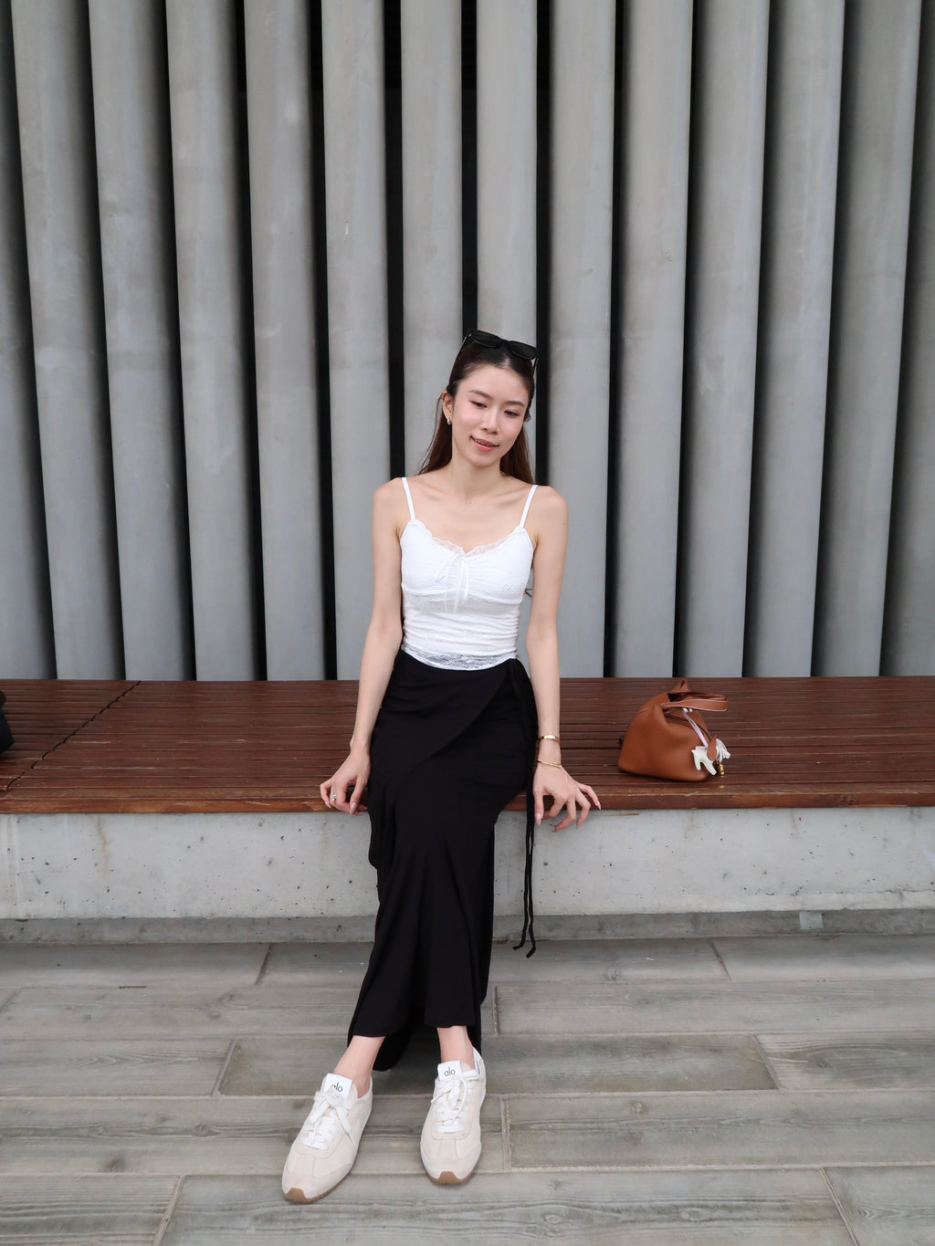 Tied on Side Cotton Maxi Skirt