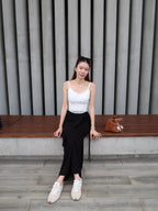 Tied on Side Cotton Maxi Skirt