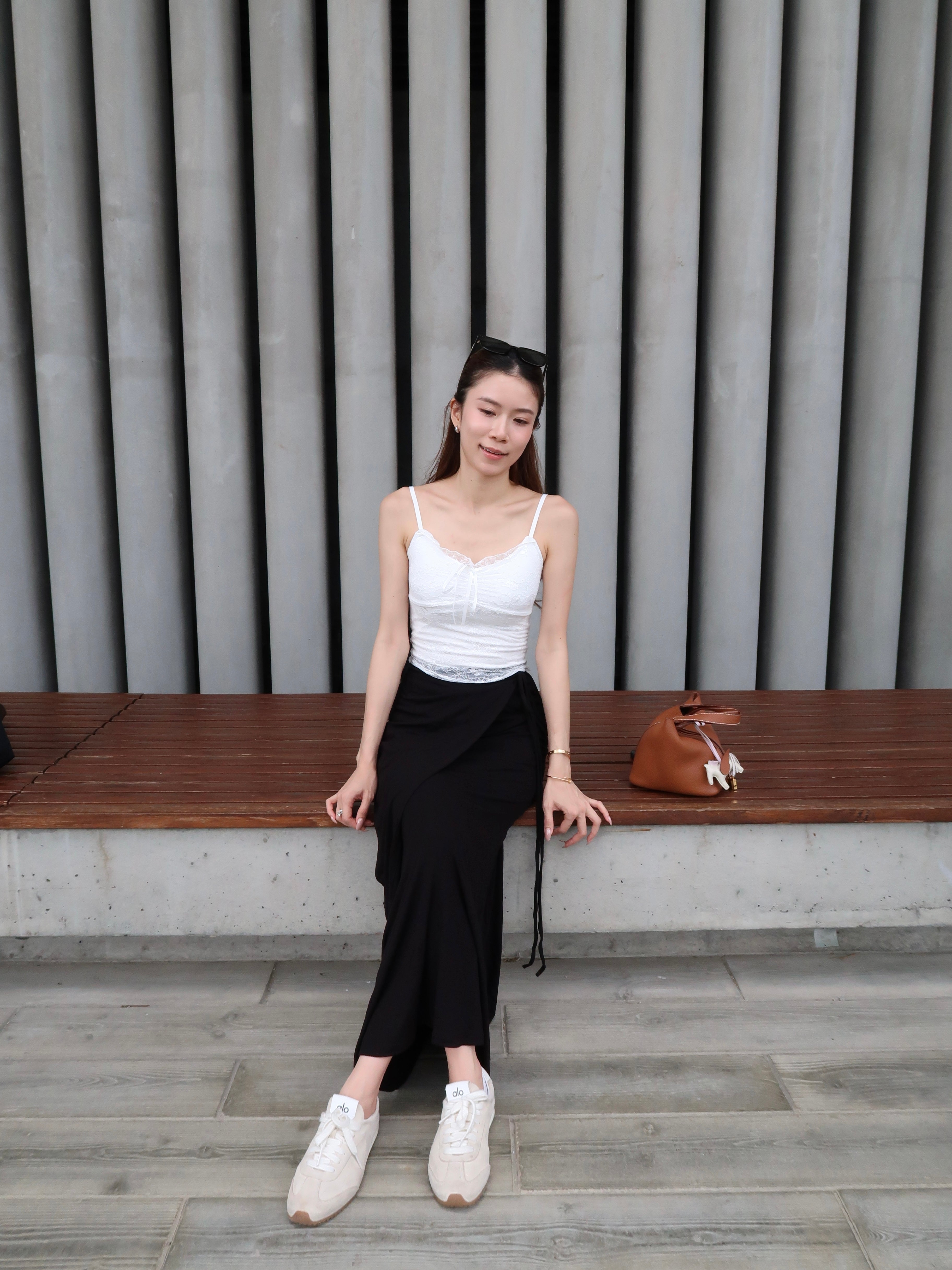 Tied on Side Cotton Maxi Skirt