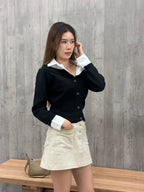 Shirt Knitted Mix Long Sleeves Top