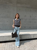Striped Zipped Vest