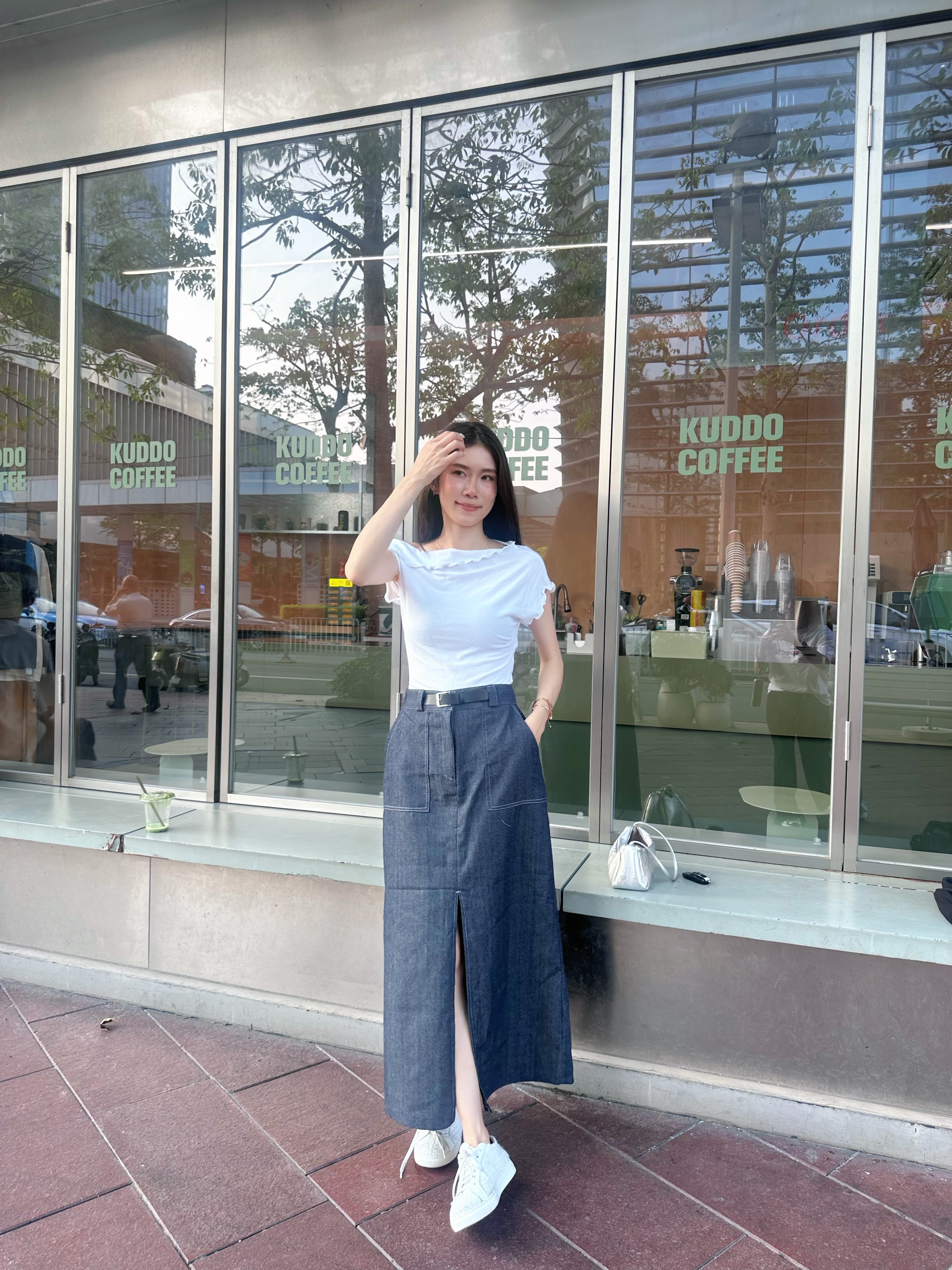Linen Button In Maxi Skirt