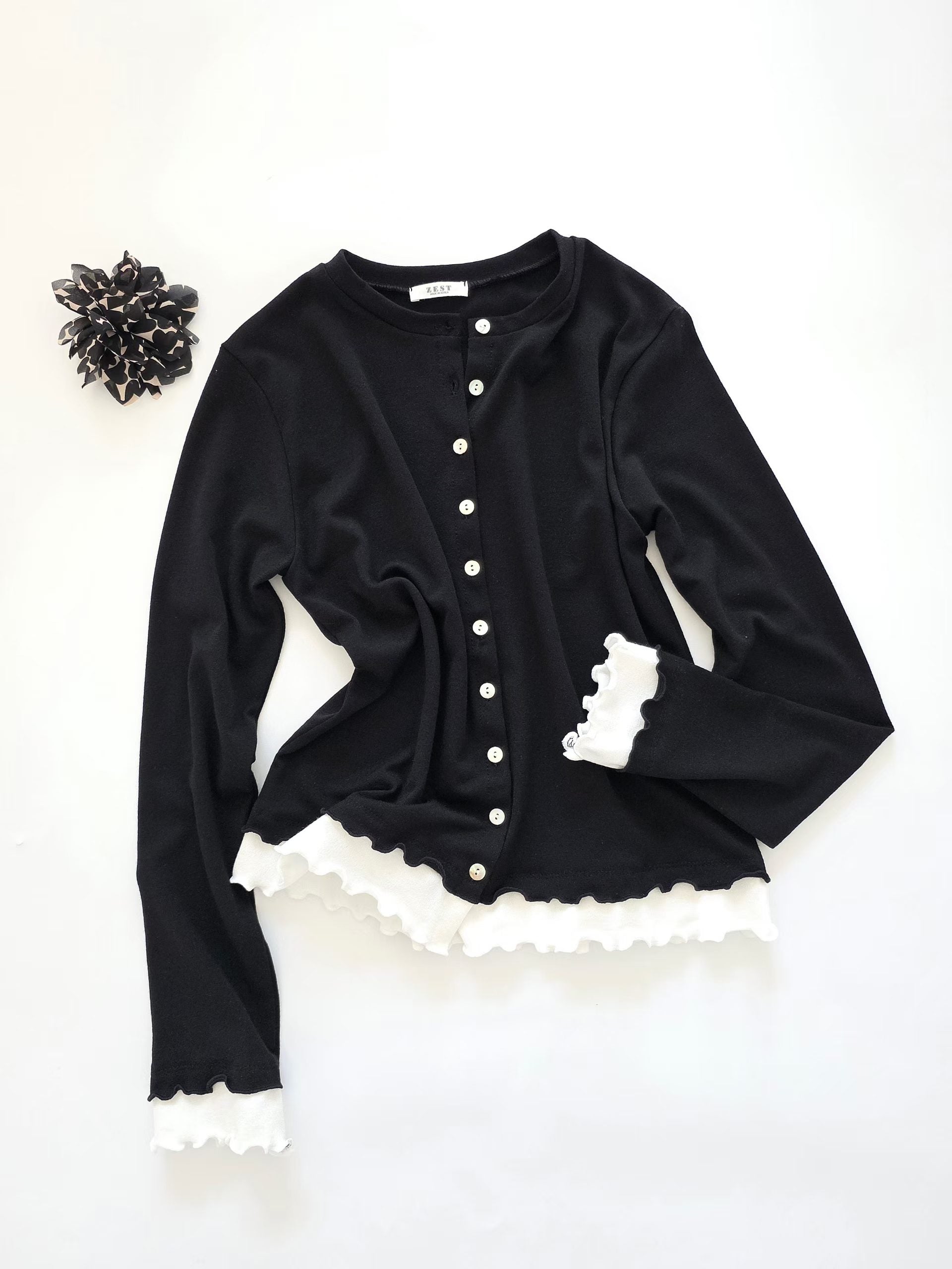 Mix Layered Ruffles Cardigan