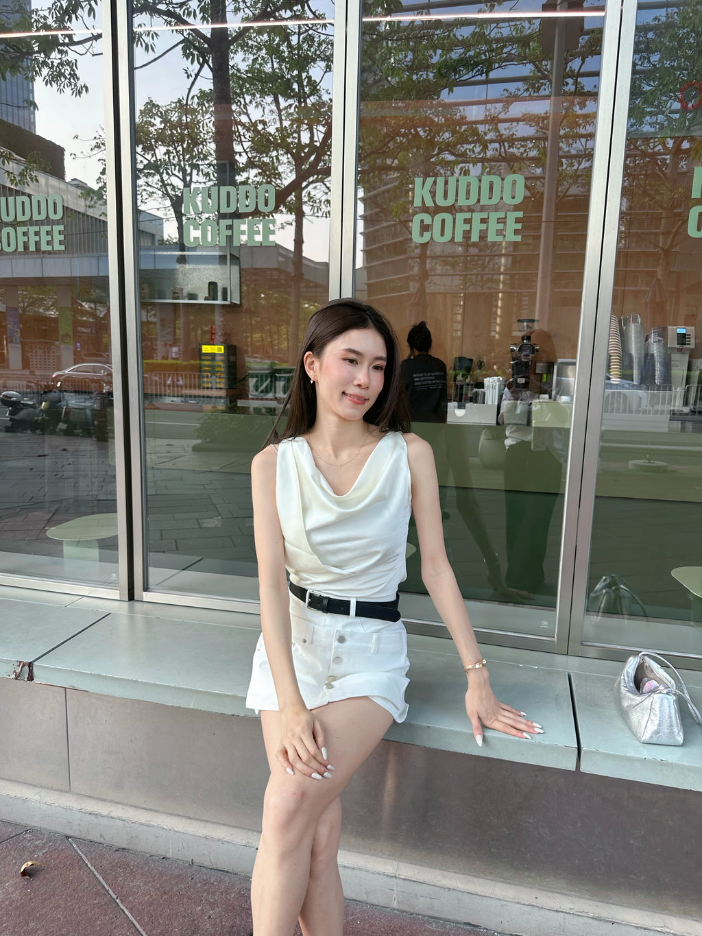 Button Skirt Short with Belt