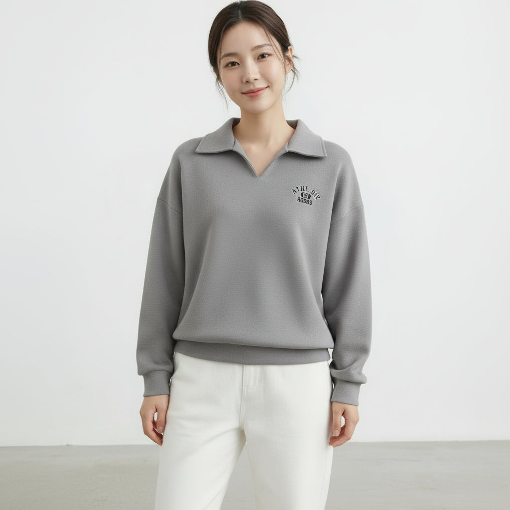 V Neck Collar Sweatshirt