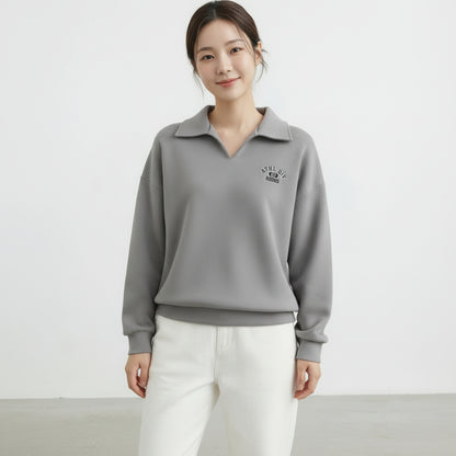 V Neck Collar Sweatshirt