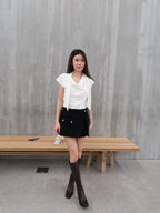Cowl Neck Cap Sleeve Top