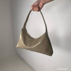 Real Leather Triangle Zipped Bag 牛皮亮面