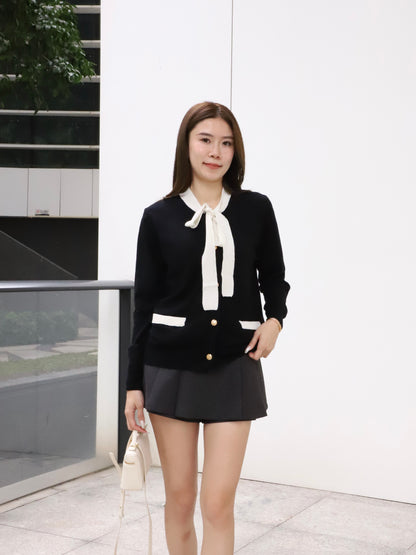 Tied Gold Button Wool Cardigan