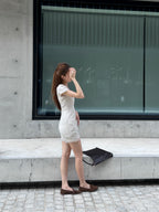 Chiffon Lace Office Mini Dress