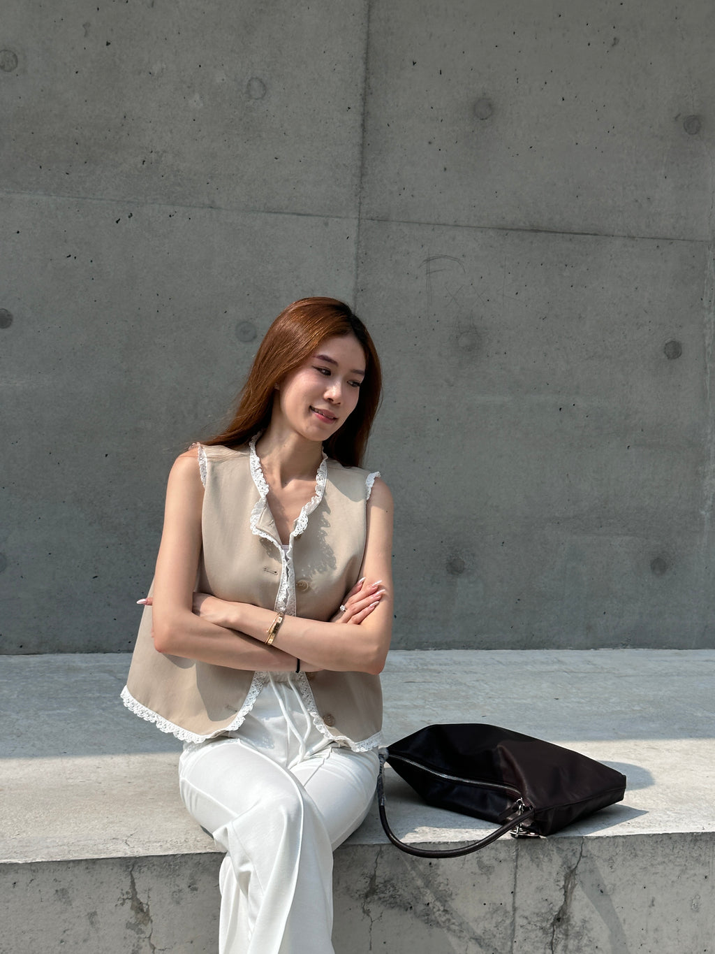 Lace Outlined Chiffon Vest