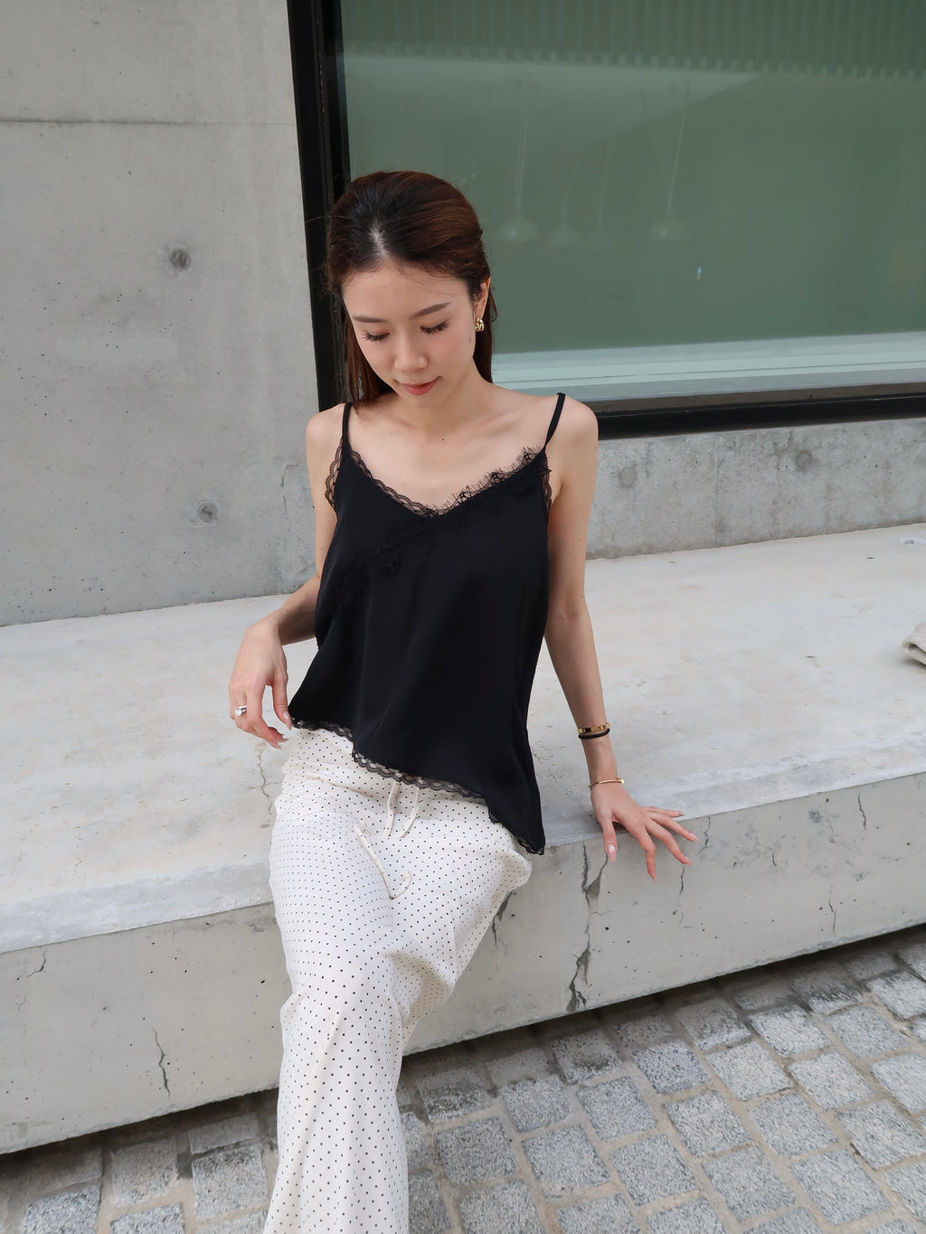 Lace Slide Cut Tank Top