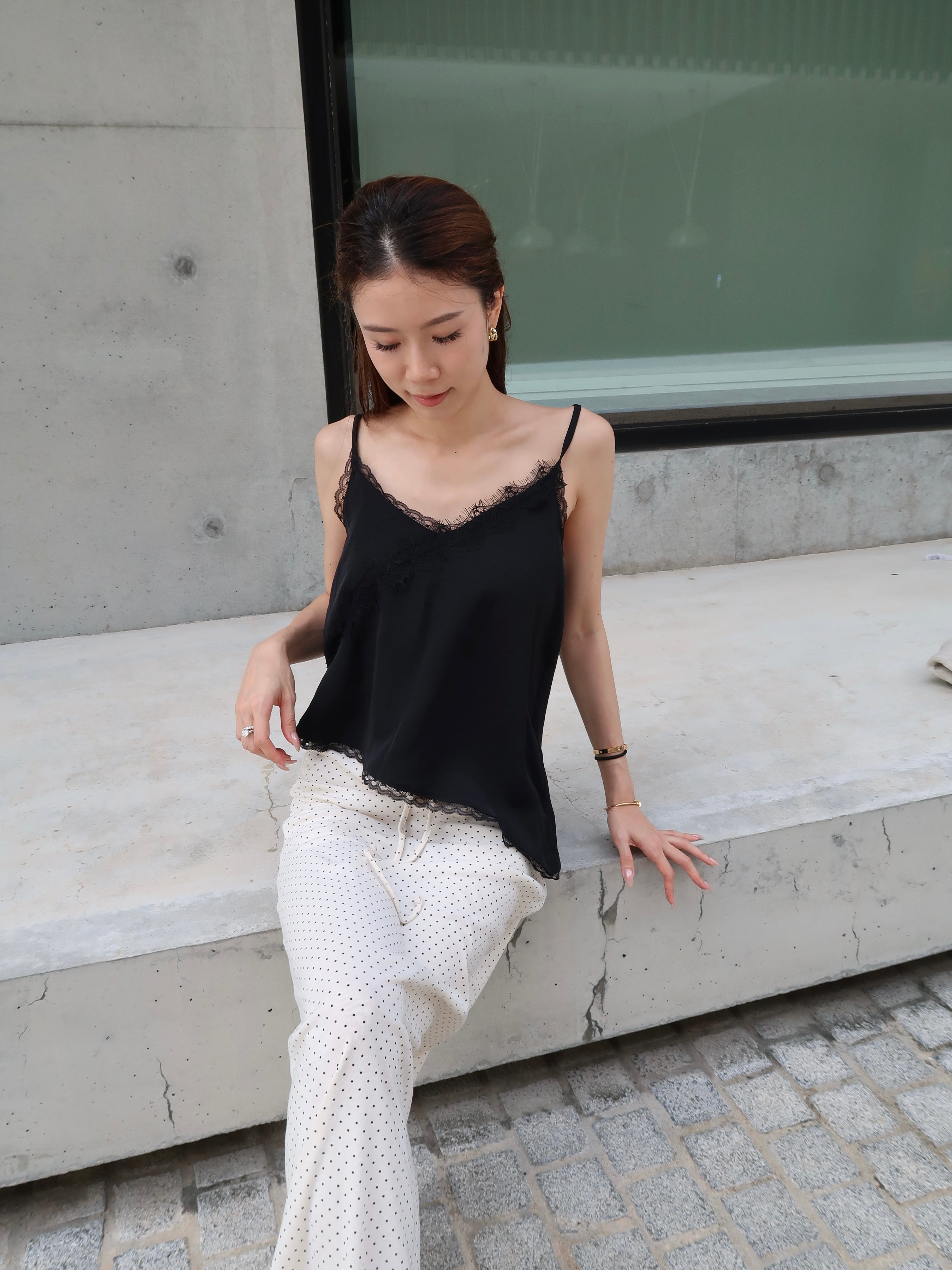 Lace Slide Cut Tank Top