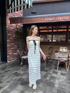 Off Shoulder Ruffles Maxi Dress