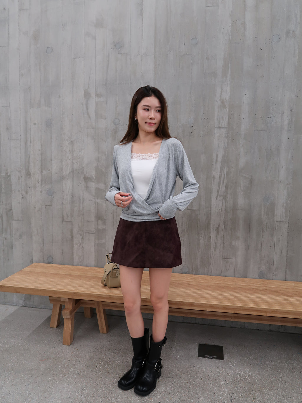 Burgundy Suede Skirt with belt