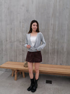Burgundy Suede Skirt with belt