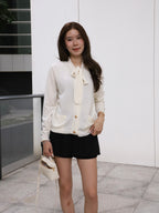 Tied Gold Button Wool Cardigan
