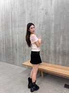 Pink off shoulder knitted top