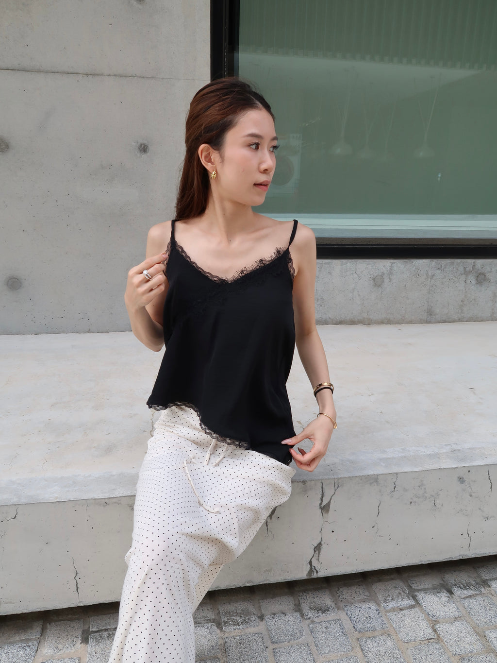 Lace Slide Cut Tank Top