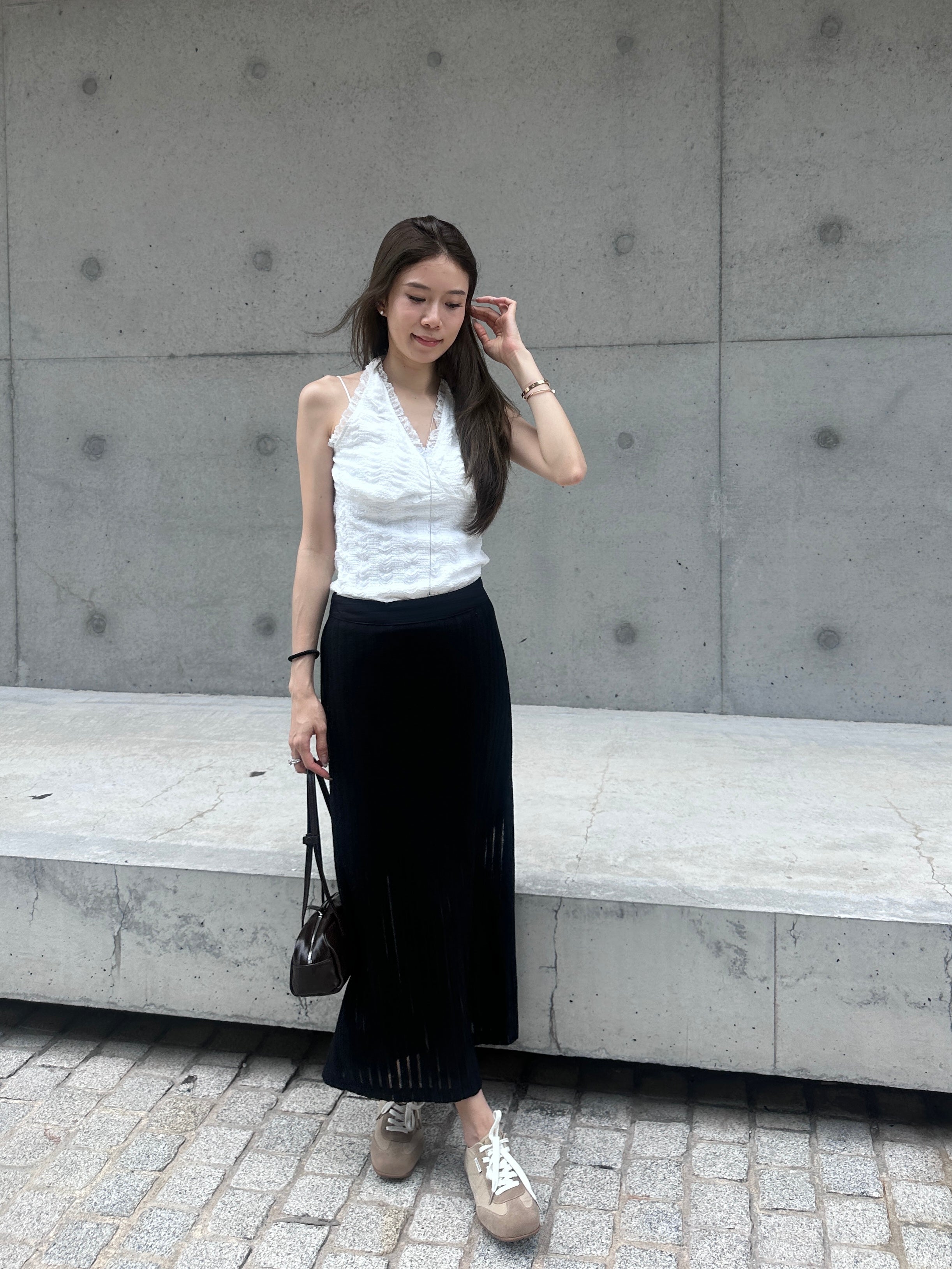Striped See Through Maxi Skirt