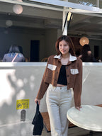 Mix Leather Shirt Jacket